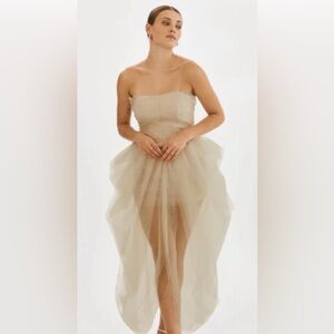 Lamarque Pixie Tulle Dress in Light Beige EUC
